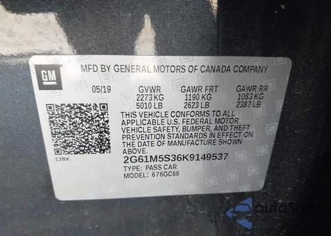 2019 Cadillac Xts Luxury z USA, uszkodzony, nr VIN 2G61M5S36K9149537